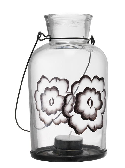 Windlicht mit Blumenmotiv